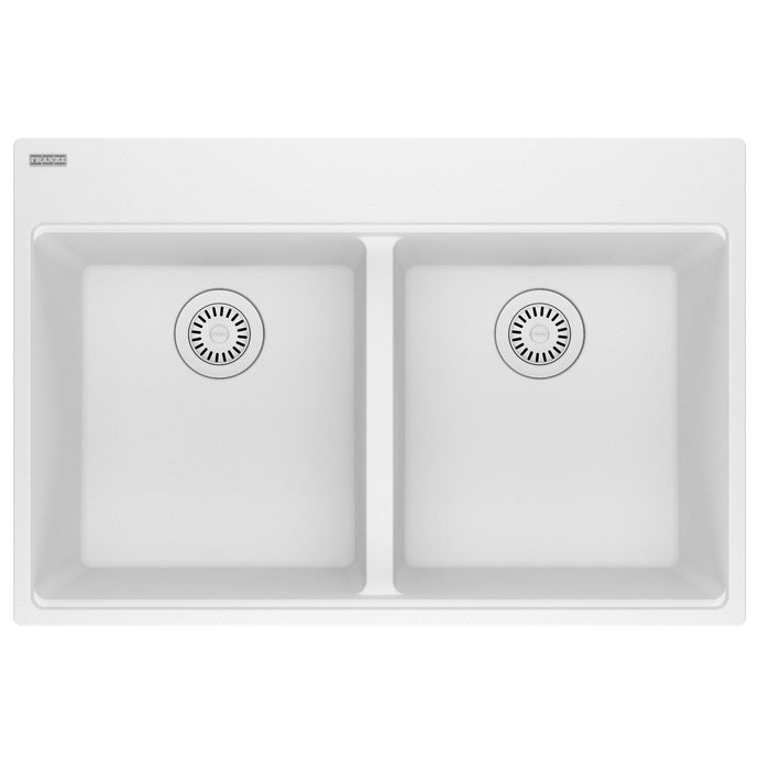 Franke Maris MAG6201515 Dual Mount Double Bowl 33 x 22 in Granite Kitchen Sink - Polar White