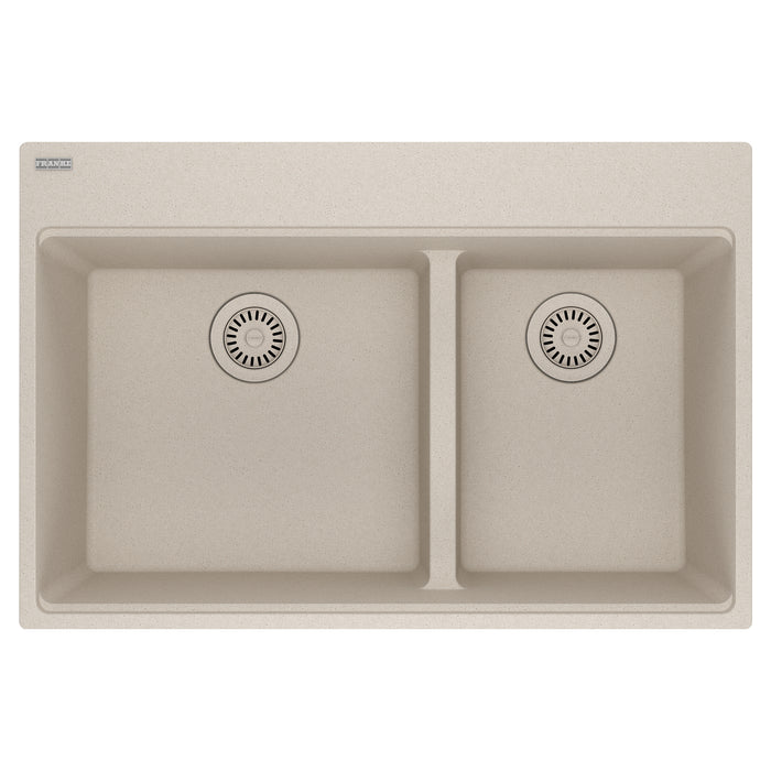 Franke Maris MAG6601812LD Dual Mount Double Bowl 33 x 22 in Granite Kitchen Sink - Champagne