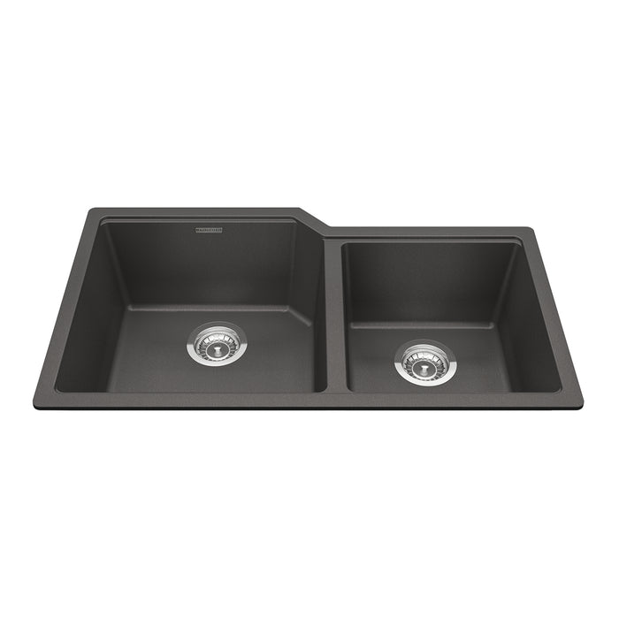 Kindred Granite Series Undermount Double Bowl 33.88 x 19.69 in Granite Kitchen Sink - Slate Grey