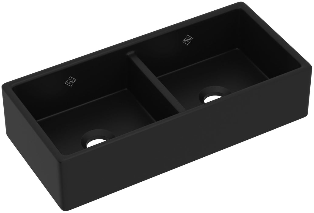 Shaws MS3918 39" Shaker Double Bowl Apron Front Fireclay Kitchen Sink