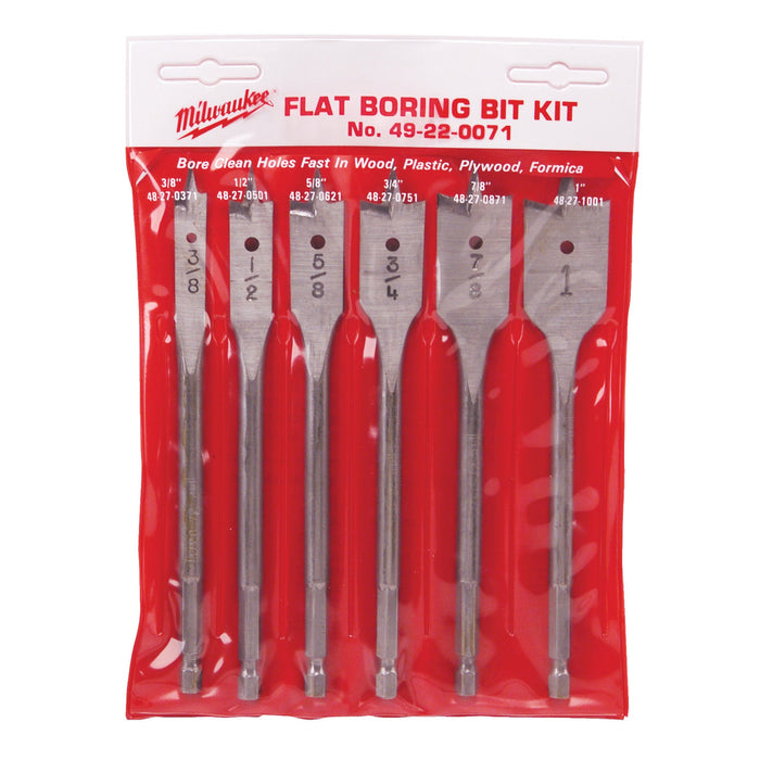 Milwaukee 49-22-0071 6" Flat Boring Bit Universal Set (6-Piece)