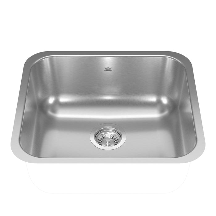 Kindred Reginox NS1820UA-9N Undermount Single Bowl 19.7 x 17.75 in Stainless Steel Kitchen Sink - Linear brushed Bowl with Silk Finished Rim
