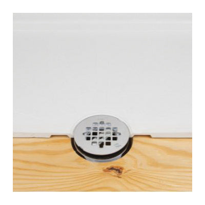 Oatey 42099 2" PVC No-Caulk Shower Drain with Round Stainless Steel Strainer