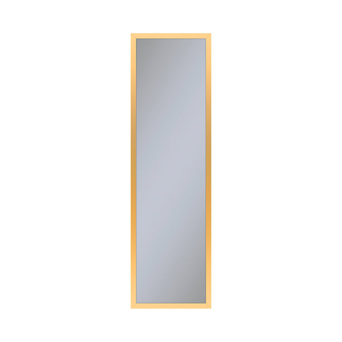 Profiles 11-1/4" x 39-3/8" x 6" framed cabinet in matte gold with electrical outlet, USB charging ports, magnetic storage strip and left hinge