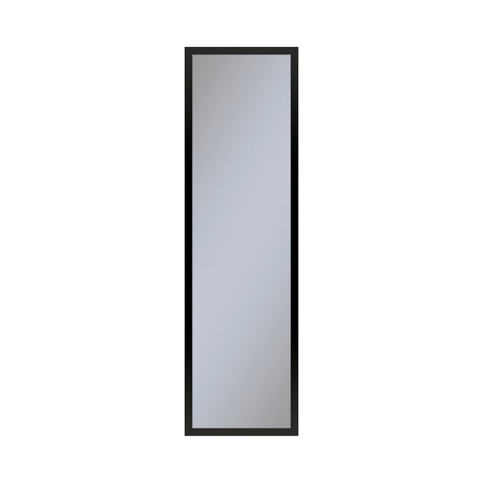 Profiles 11-1/4" x 39-3/8" x 6" framed cabinet in matte black with electrical outlet, USB charging ports, magnetic storage strip and left hinge