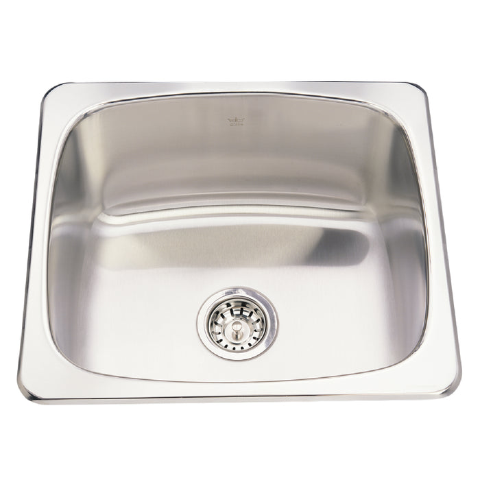 Kindred Utility Collection QS1820-10N Drop-In Single Bowl 20.13 x 18.13 in Stainless Steel Kitchen Sink - Satin Finished Bowl with Mirror Finished Rim