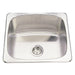 Kindred Utility Collection QS1820-10N Drop-In Single Bowl 20.13 x 18.13 in Stainless Steel Kitchen Sink - Satin Finished Bowl with Mirror Finished Rim