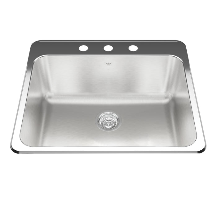 Kindred Utility Collection Drop-In Single Bowl 25.25 x 22 in Stainless Steel Kitchen Sink - 3-Hole