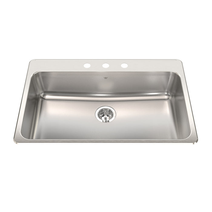 Kindred Steel Queen Drop-In Single Bowl 33.38 x 22 in Stainless Steel Kitchen Sink - 3-Hole