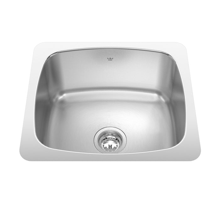 Kindred Utility Collection QSU1820-10N Undermount Single Bowl 20.13 x 18.13 in Stainless Steel Kitchen Sink - Satin Finished Bowl with Mirror Finished Rim