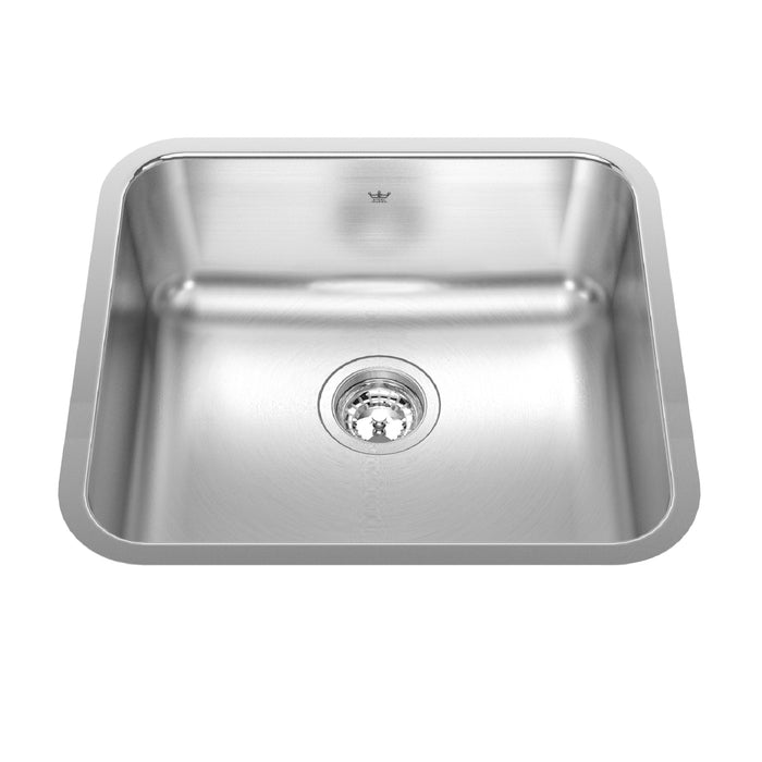 Kindred Steel Queen QSUA1820-8N Undermount Single Bowl 19.75 x 17.75 in Stainless Steel Kitchen Sink - Satin Finished Bowl with Silk Finished Rim