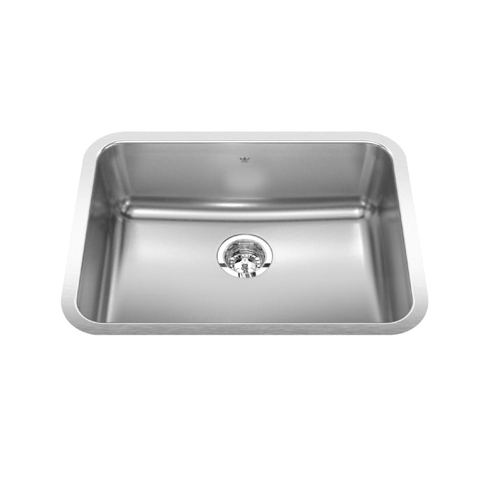 Kindred Steel Queen QSUA1925-8N Undermount Single Bowl 24.75 x 18.75 in Stainless Steel Kitchen Sink - Satin Finished Bowl with Silk Finished Rim