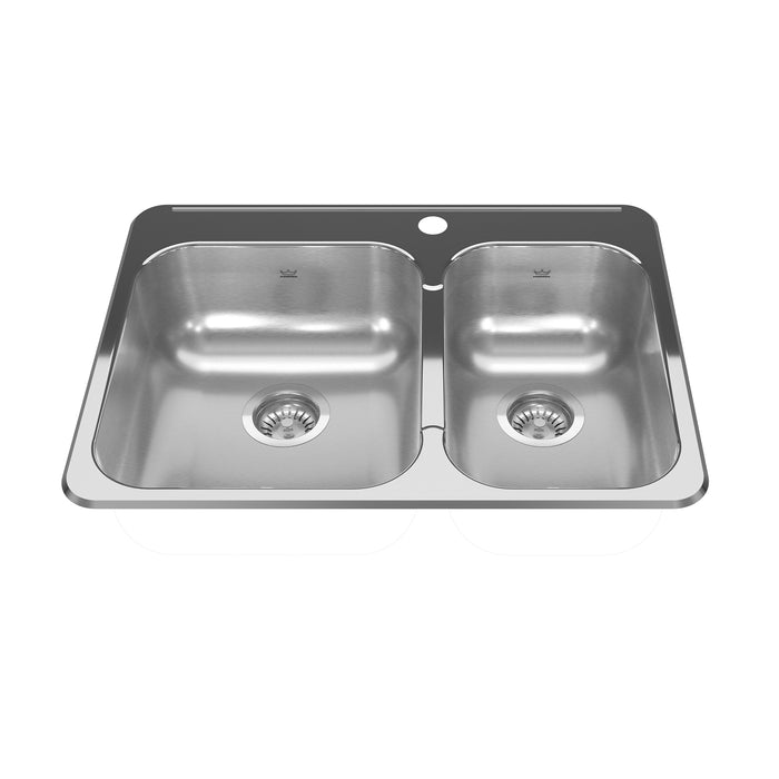 Kindred Reginox Drop-In Double Bowl 27.25 x 20.56 in Stainless Steel Kitchen Sink - 1-Hole