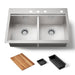 KOHLER K-RH23376-4PC Lyric Workstation 33" Top-/undermount Double-bowl Kitchen Sink - angled product view