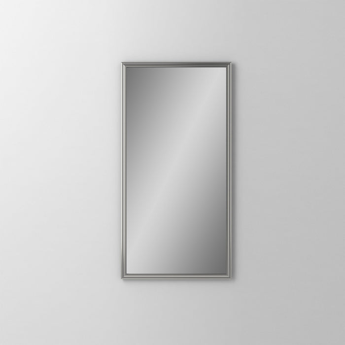 Main Line 19-1/4" x 39-3/8" x 4" rosemont framed cabinet in classic gray interior and satin nickel finish with left hinge and electric option