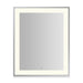 Sculpt 25-1/4” x 31-1/4” x 2-1/4" lighted mirror with slim museum frame in chrome, perimeter light pattern in 2700K color temperature (warm white), dimmable and defogger, tested and certified to California Title 24 standards and meets JA8 2016 requirements