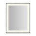 Sculpt 25-1/4” x 31-1/4” x 2-1/4" lighted mirror with slim museum frame in matte black, perimeter light pattern in 2700K color temperature (warm white), dimmable and defogger, tested and certified to California Title 24 standards and meets JA8 2016 requirements