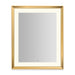 Sculpt 27” x 33” x 2-5/16” lighted mirror with chamfer museum frame in matte gold, perimeter light pattern in 2700K color temperature (warm white), dimmable and defogger, tested and certified to California Title 24 standards and meets JA8 2016 requirements