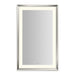 Sculpt 27” x 43” x 2-5/16” lighted mirror with chamfer museum frame in polished nickel, perimeter light pattern in 2700K color temperature (warm white), dimmable and defogger, tested and certified to California Title 24 standards and meets JA8 2016 requirements
