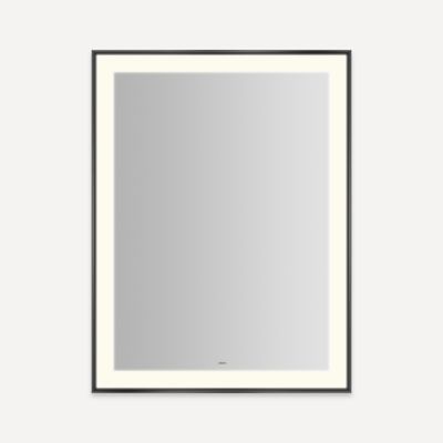 Robern Sculpt Sculpt Lighted Mirror, 31” x 41” x 2-1/4", Slim Museum Frame, Matte Black, Perimeter Light Pattern, Warm White (3000K), Dimmable, Defogger
