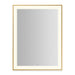 Sculpt 31-1/4” x 41-1/4” x 2-1/4" lighted mirror with slim museum frame in matte gold, perimeter light pattern in 2700K color temperature (warm white), dimmable and defogger, tested and certified to California Title 24 standards and meets JA8 2016 requirements