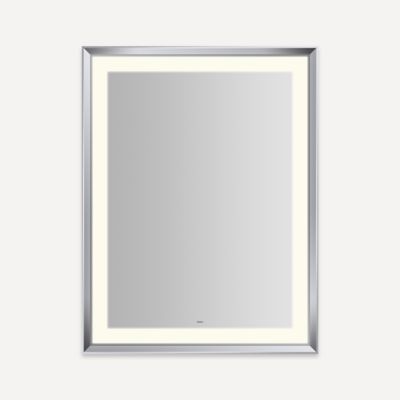 Robern Sculpt Lighted Mirror, 33” x 43” x 2-5/16”, Chamfer Museum Frame, Perimeter Light Pattern, Warm White (3000K), Dimmable, Defogger