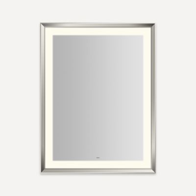 Robern Sculpt Lighted Mirror, 33” x 43” x 2-5/16”, Chamfer Museum Frame, Perimeter Light Pattern, Warm White (3000K), Dimmable, Defogger