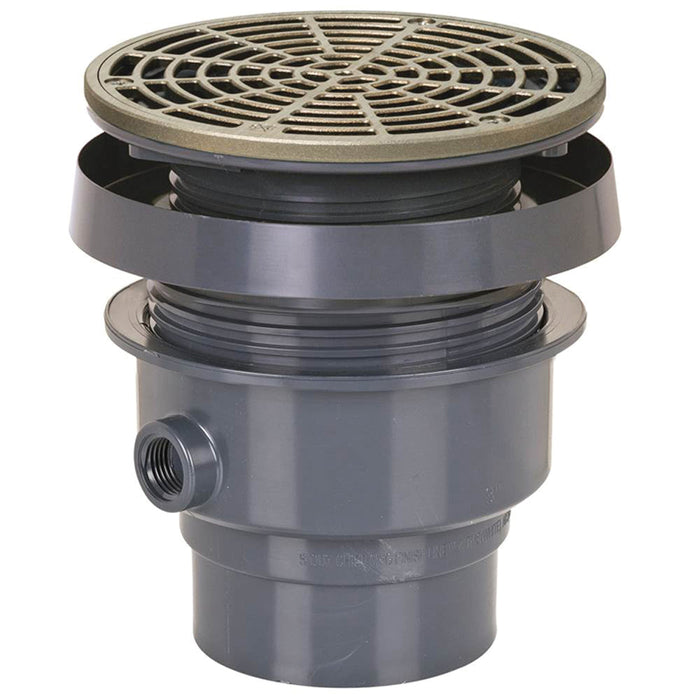 Sioux Chief 832-2PNR FinishLine Adjustable On-Grade Floor Drain, 2 in Nominal, Hub Connection, Nickel Bronze/PVC