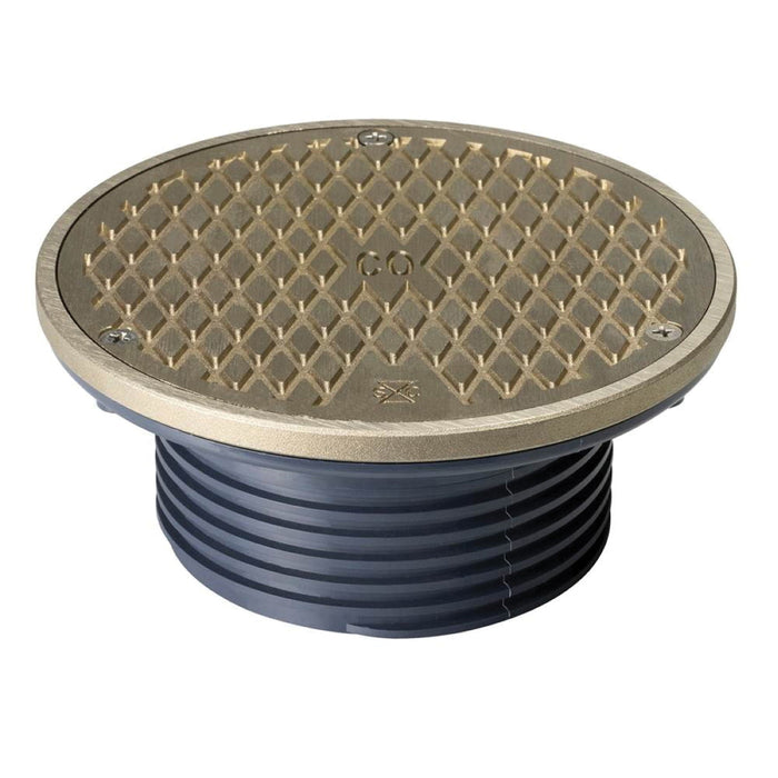 Sioux Chief 834-4HNR FinishLine Adjustable Floor Cleanout, Round, Fits Pipe Size: 4 in, 3-1/2 in Plug, Brass/PVC