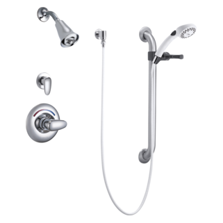 Commercial T13H: Universal Dual Shower Trim, Diverter, Hand Shower, and Grab Bar