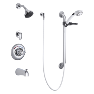 Commercial T13H: Monitor 13 Series Tub and Dual Shower Trim, Diverter, Hand Shower and Grab Bar