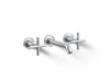 KOHLER Purist Wall-mount bathroom sink faucet trim with Cross handles, 1.2 gpm