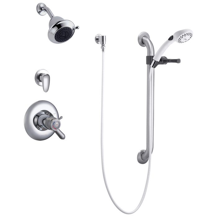 Delta T17TH325 Commercial Universal Dual Shower Trim, Diverter, Hand Shower, and Grab Bar