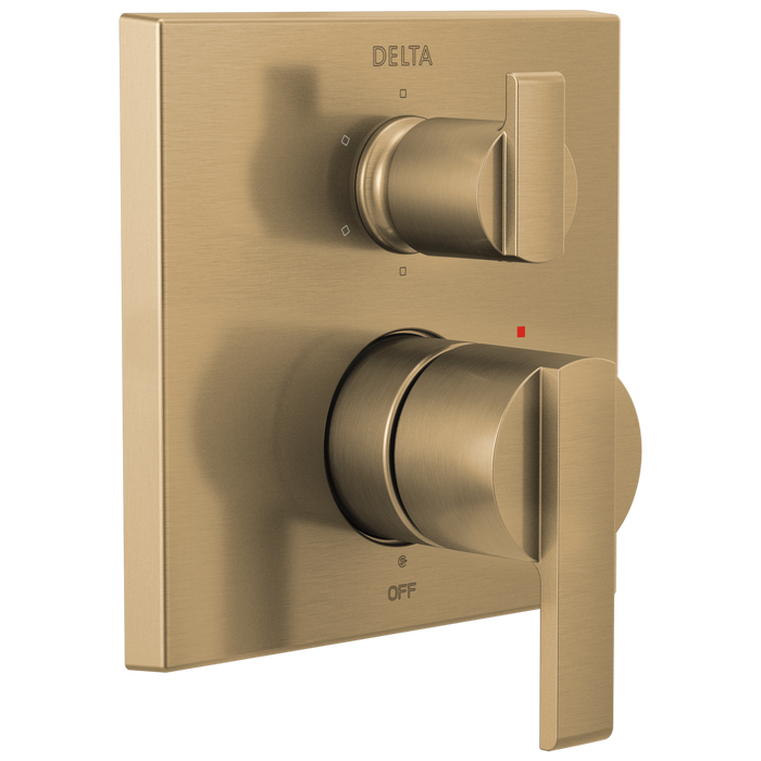 Delta Delta Ara: Angular Modern Monitor 14 Series Valve Trim with 6-Setting Integrated Diverter