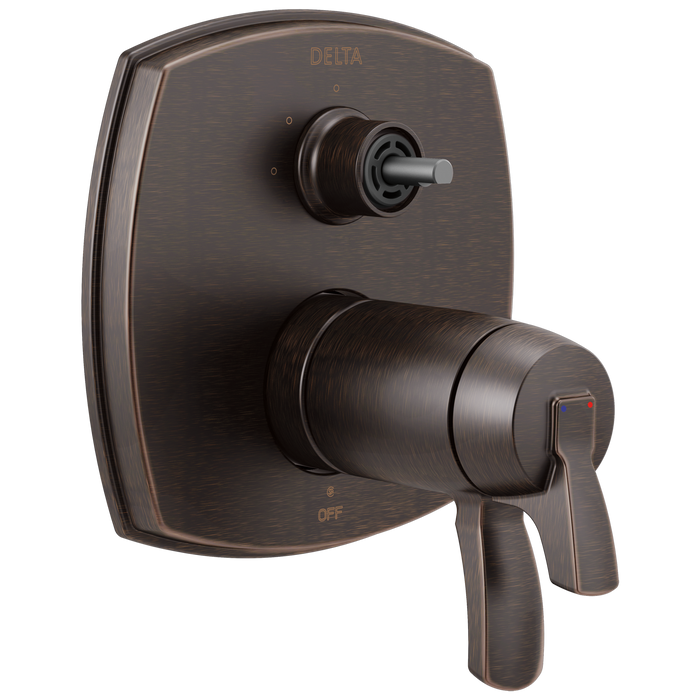 Delta Delta Stryke: 17 Thermostatic Integrated Diverter Trim with Three Function Diverter Less Diverter Handle