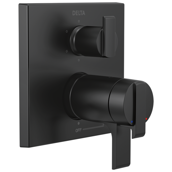 Delta Delta Ara: Angular Modern TempAssure 17T Series Valve Trim with 6-Setting Integrated Diverter
