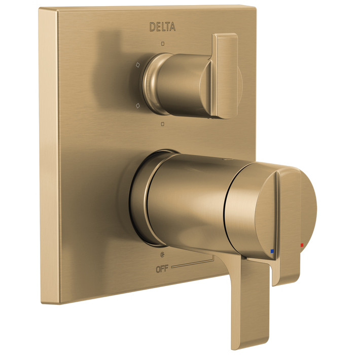 Delta Delta Ara: Angular Modern TempAssure 17T Series Valve Trim with 6-Setting Integrated Diverter