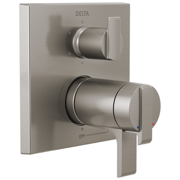 Angular Modern TempAssure 17T Series Valve Trim with 6-Setting Integrated Diverter