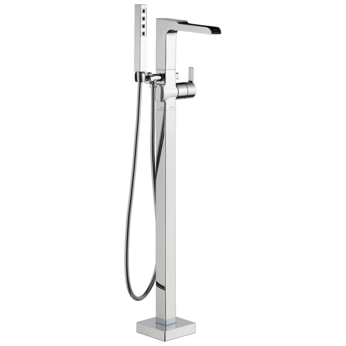 Single Handle Floor Mount Channel Spout Tub Filler Trim with Hand Shower