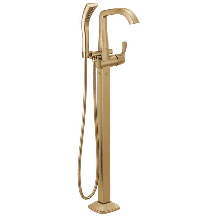 Delta Stryke T4777-PR Floor Mount Tub Filler Trim - Lumicoat Champagne Bronze