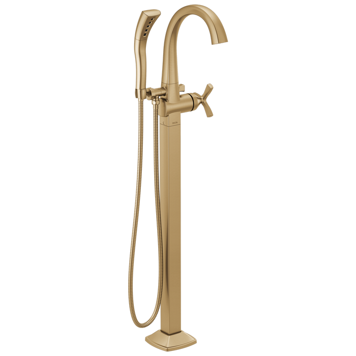 Delta Stryke T4777-PR Floor Mount Tub Filler Trim - Lumicoat Champagne Bronze
