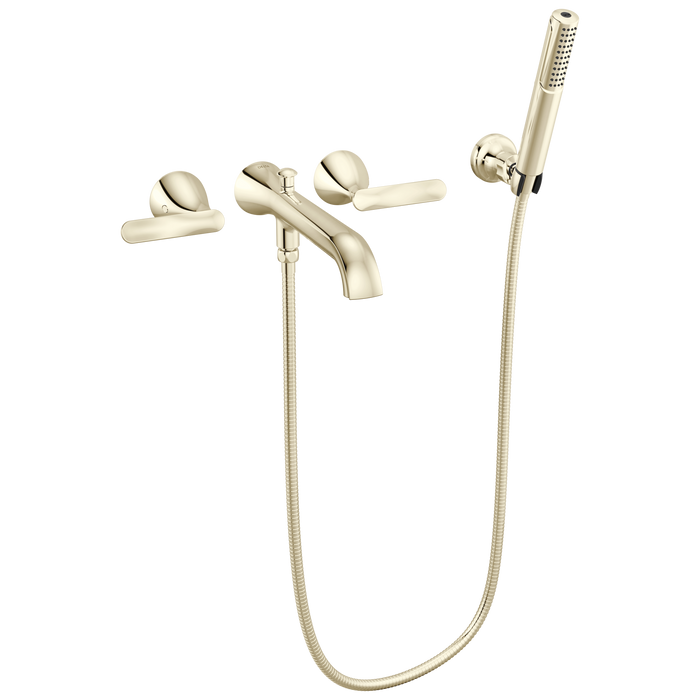 Delta Bonacci T5745 Two Handle Wall Mount Tub Filler Trim with Hand Shower - Lumicoat Polished Nickel