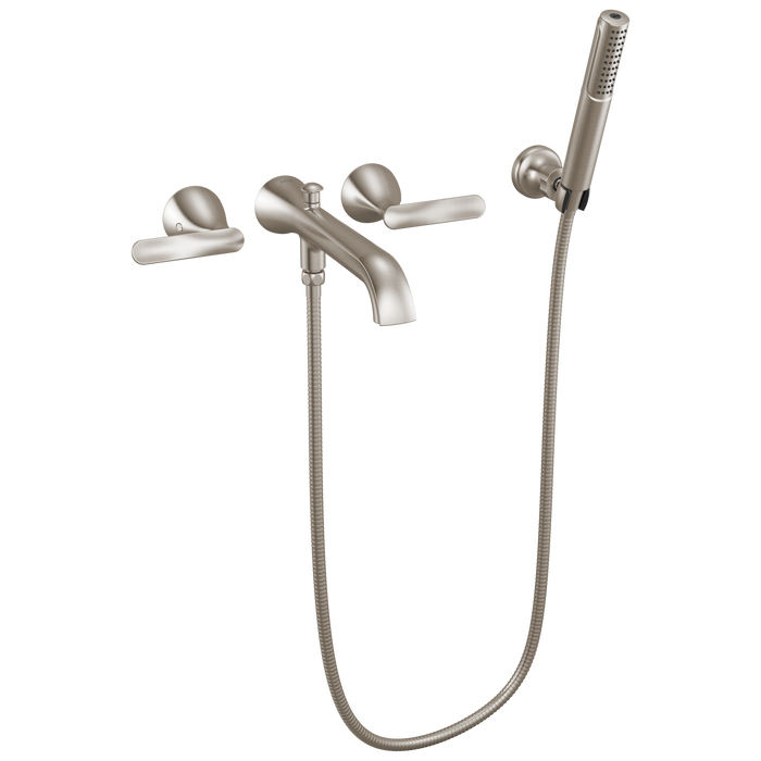 Delta Bonacci T5745 Two Handle Wall Mount Tub Filler Trim with Hand Shower - Lumicoat Stainless
