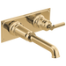 Brizo Invari T65776LF Two-Hole, Single-Handle Wall Mount Lavatory Faucet - Less Handle 1.2 GPM - Polished Gold