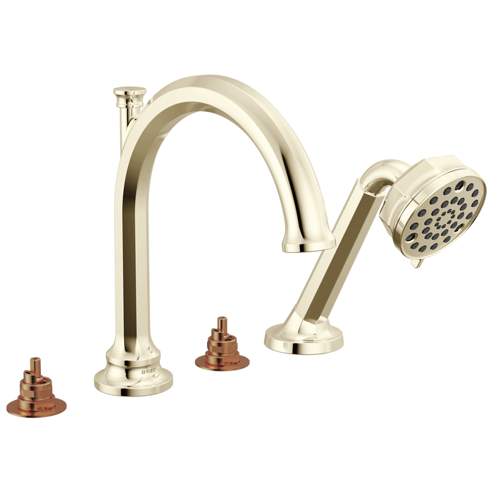 Brizo Beauclere T67465 Roman Tub Faucet With Handshower - Less Handles - Polished Nickel
