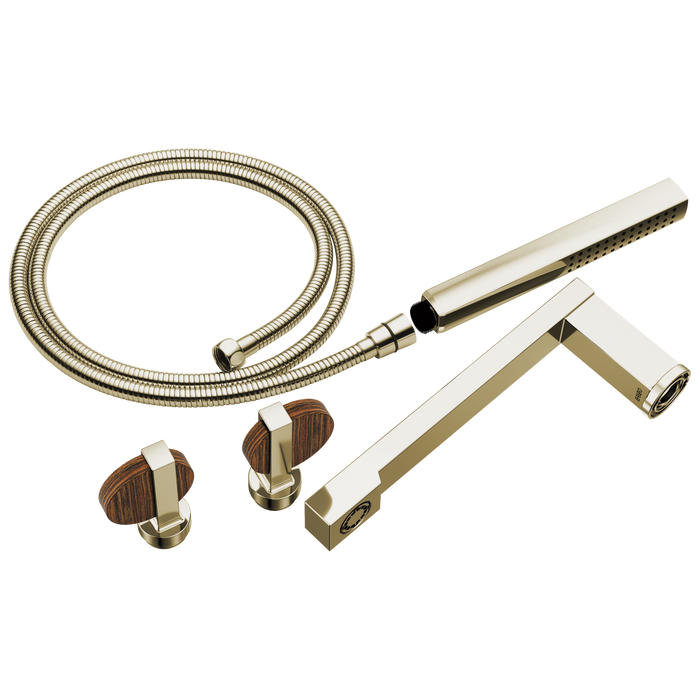 Brizo Frank Lloyd Wright T703100 Two-Handle Tub Filler Trim Kit with Lunar Handles - Polished Nickel / Wood