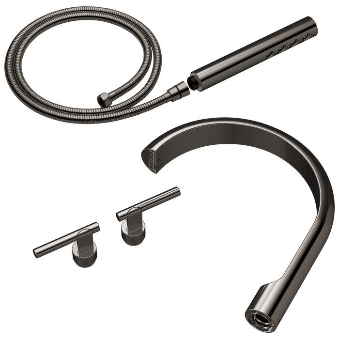 Brizo Roccesco T703110 Two-Handle Tub Filler Trim Kit with Lever Handles - Brilliance Black Onyx