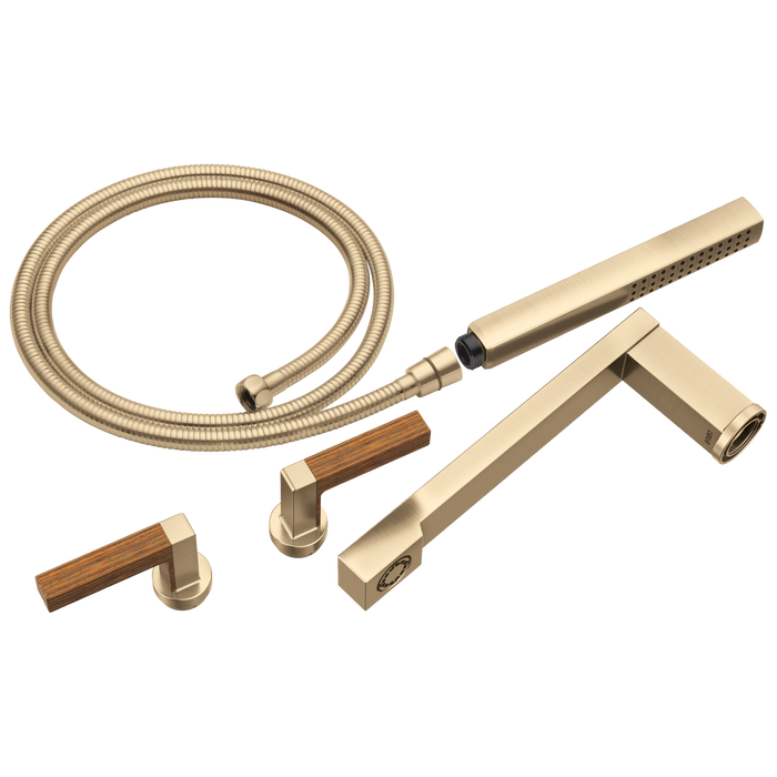 Brizo Frank Lloyd Wright T70322 Two-Handle Wall Mount Tub Filler Lever Handle Kit - Luxe Gold / Wood