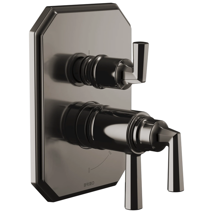 Brizo Beauclere T75565 TempAssure Thermostatic Valve with Integrated 3-Function Diverter Trim - Brilliance Black Onyx