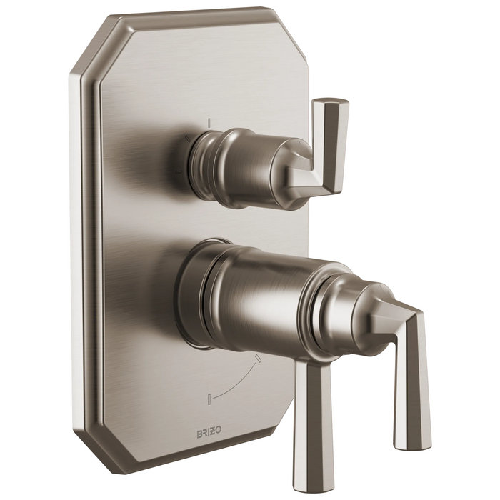 Brizo Beauclere T75565 TempAssure Thermostatic Valve with Integrated 3-Function Diverter Trim - Luxe Nickel